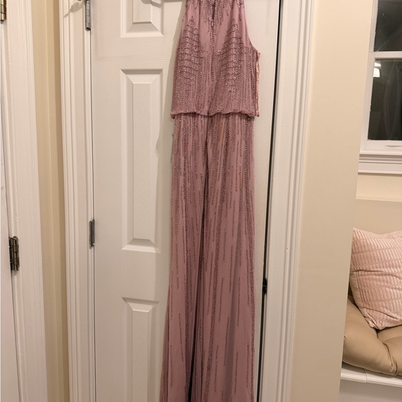 Adrianna Papell beaded halter blouson gown icy - Picture 5 of 9